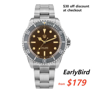 ★EarlyBird★Watchdives WD5513 PT5000 Vintage Sub Dive Watch V2