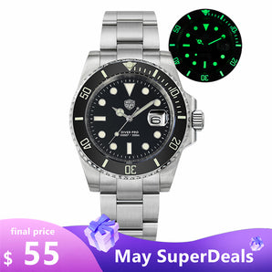 ★May Sale★Watchdives WD1680Q Sapphire Crystal Quartz Dive Watch