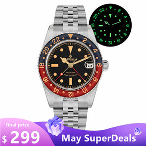 ★May Sale★IXDAO 6542 904L Stainless Steel NH34 GMT Watch