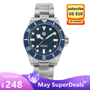 ★May Sale★Watchdives x San Martin Titanium 39mm Dive Watch SN0121T-GA
