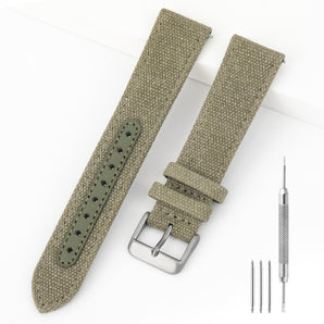 Leather Nylon Canvas Strap Watchband