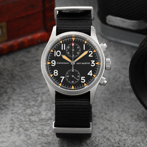 ★Weekly Deal★San Martin 37mm Retro Chronograph Field Watch