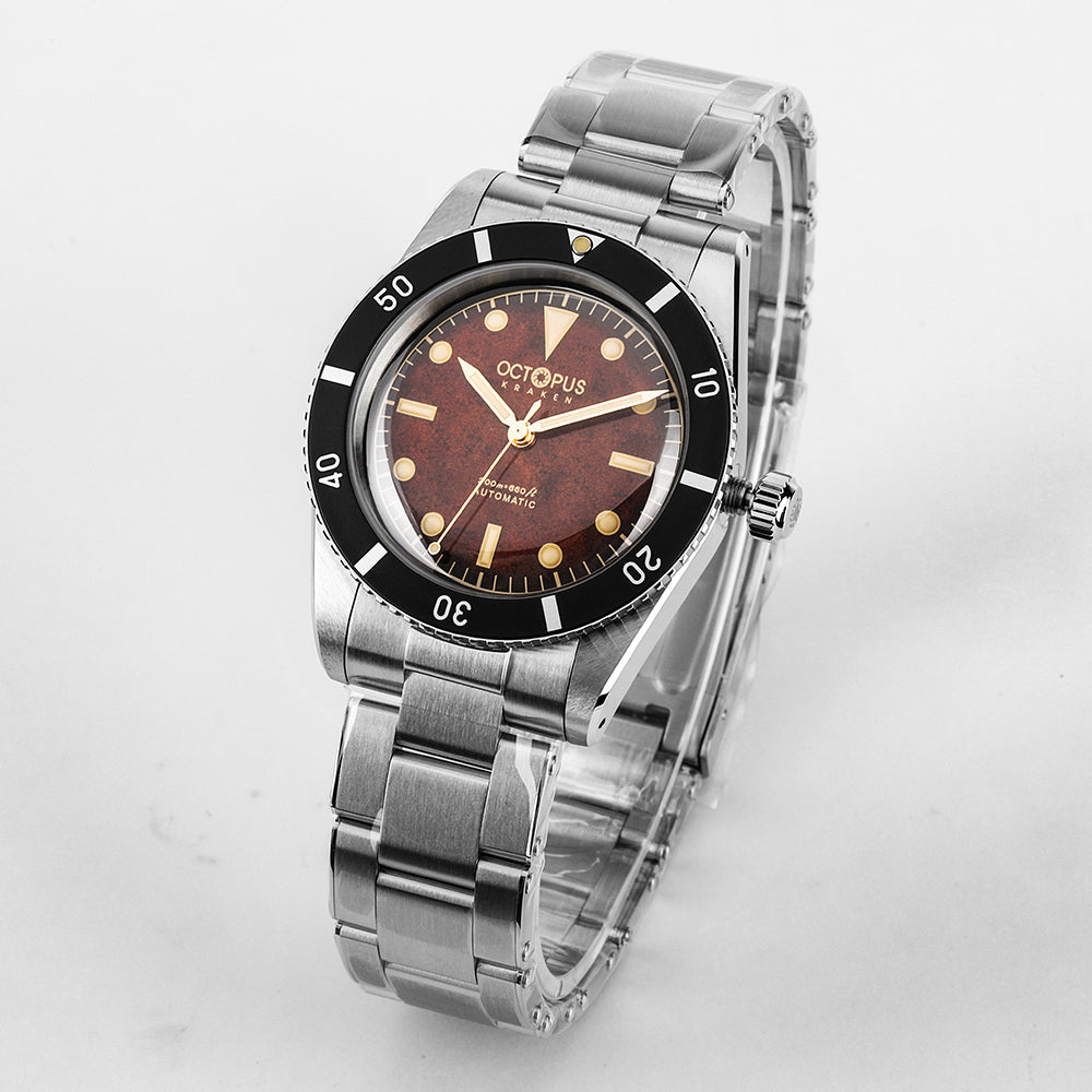 Octopus Kraken OCT0029 brown dial, black bezel and steel bracelet