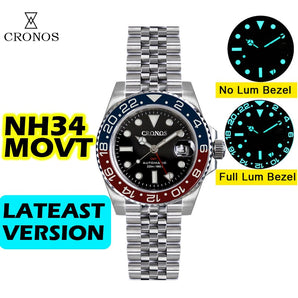 ★Spring Sale★Cronos NH34 GMT Automatic Men Watch
