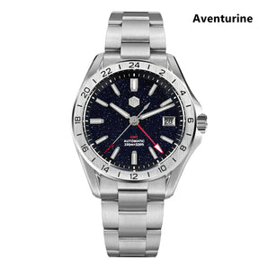 ★May Sale★San Martin Aventurine Gemstone NH34 GMT Watch SN0129GB - In Stock