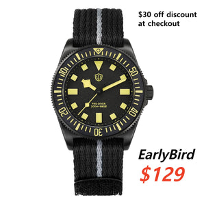 ★EarlyBird★Watchdives 38mm EXD Titanium Diver Watch