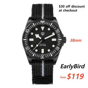 🔥EarlyBird🔥Watchdives 38mm EXD Titanium Diver Watch