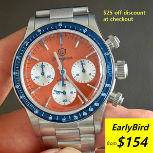⚡EarlyBird⚡Watchdives WD6263 Vintage Racing Chronograph Watch