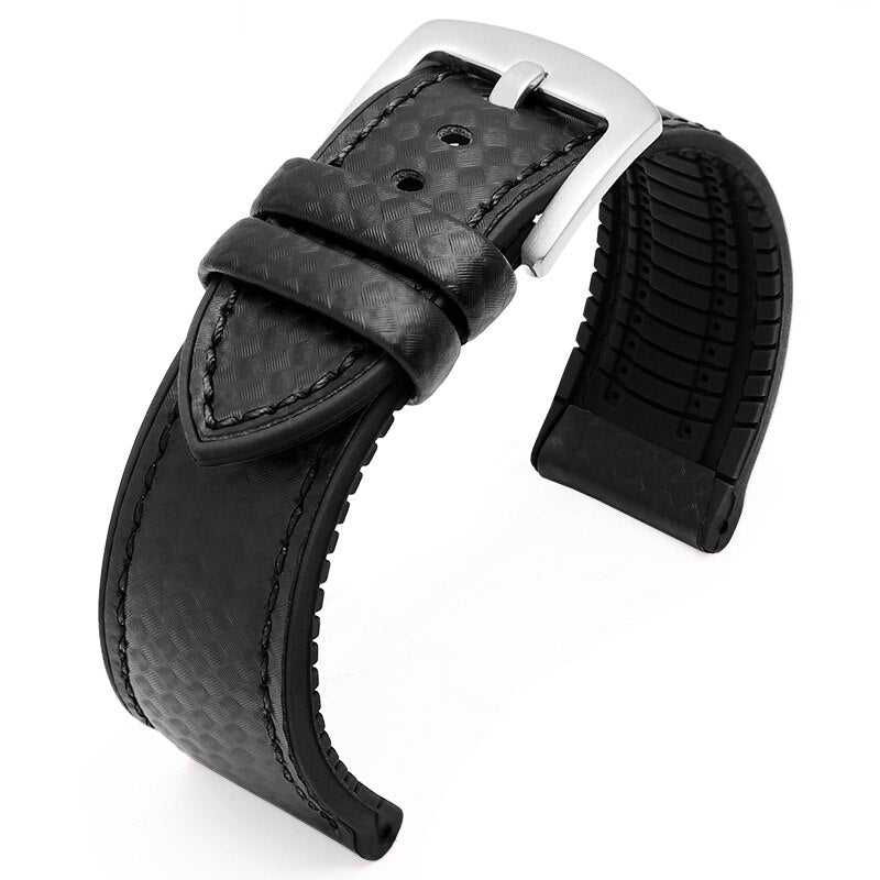 22mm, 26mm Black Carbon Fiber Watch Strap, Red / White / Sky Blue – Revival  Strap